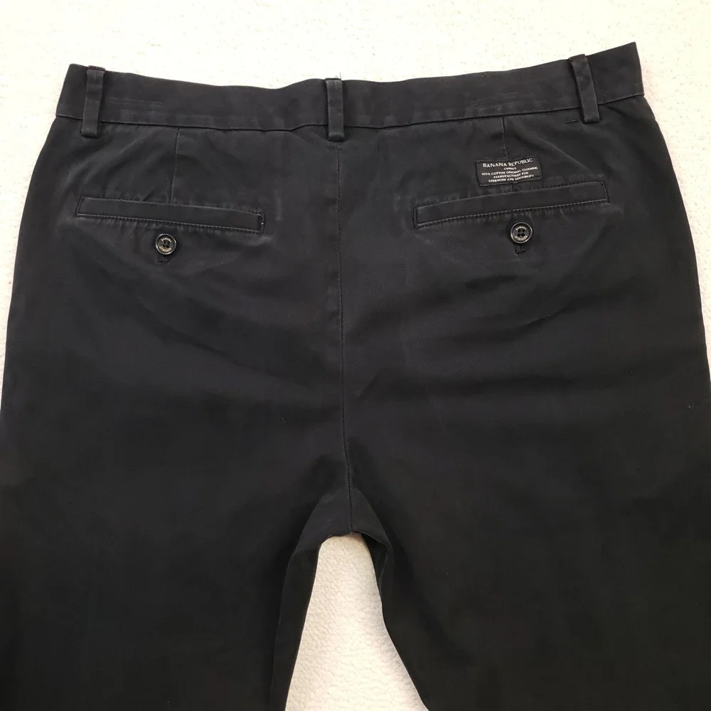 Banana Republic Aiden Chino Men 32x30 Black Cotton Slim Fit Straight Leg Pants